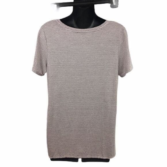 Rachel Zoe striped purple twist front tee top M - Picture 3 of 6